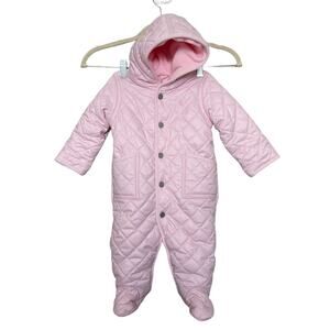Polo Ralph Lauren Pink Baby Girl Snowsuit Size 6M Hooded Barn Bunting NWT Fleece